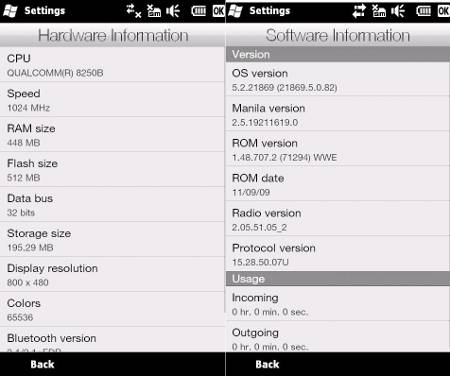 HD 2 system information