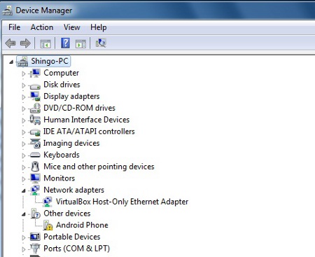 Android Phone detected in device manager