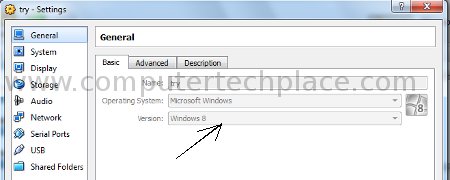 Virtualbox set Windows 8 OS